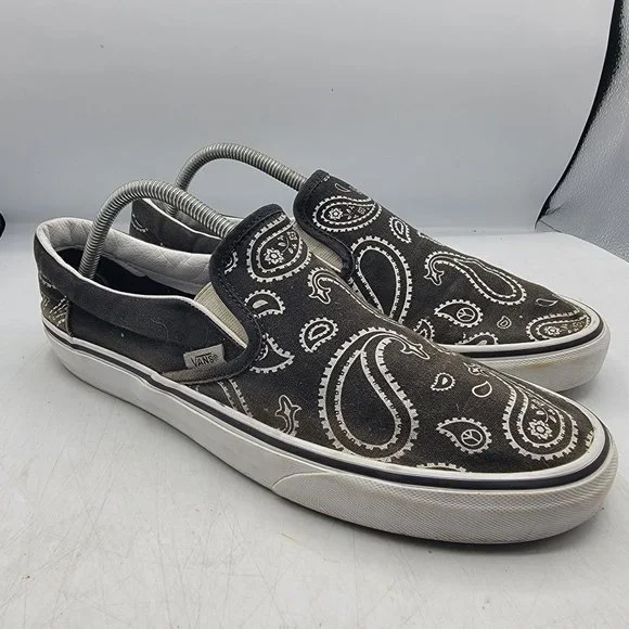 Men\'s Black and Beige Paisley Shoes Mens Black Tone on Tone Paisley Loafers Dress Shoes After  main image 2